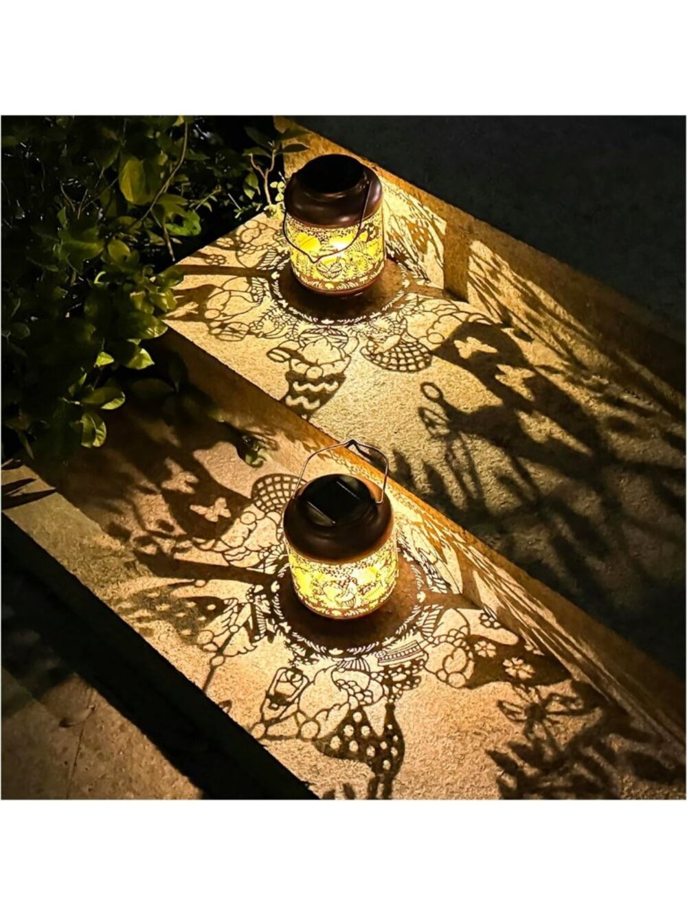 2 Pack Solar Gnome Lanterns - Waterproof Hanging Lights for Garden, Patio, Yard